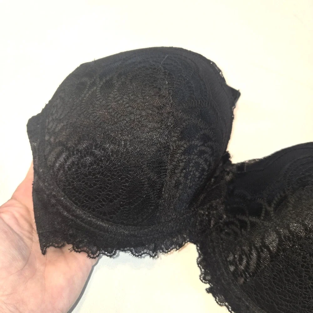 Rene Rofe Black Lacy Padded Bra Size 36DD NWT - Picture 2 of 5
